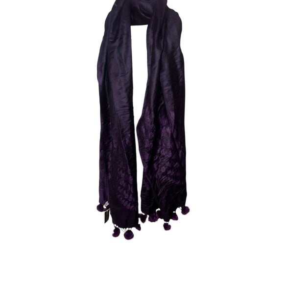 NEW WITH TAGS Pashmina VERY MODA Scarf Women's Scarf Wrap Shawl PURPLE/BLACK  Wr - Picture 6 of 11